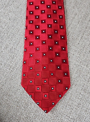Tommy Hilfiger Tie -  3.5 in Red Plaid Silk N...