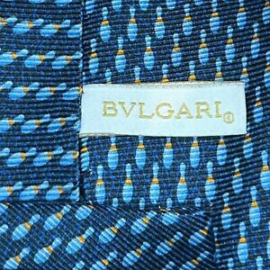 £260 BVLGARI MENS PRINTED BOWLING PIN PATTERN LUXURY 7 FOLD TIE MADE IN ITALY Y8