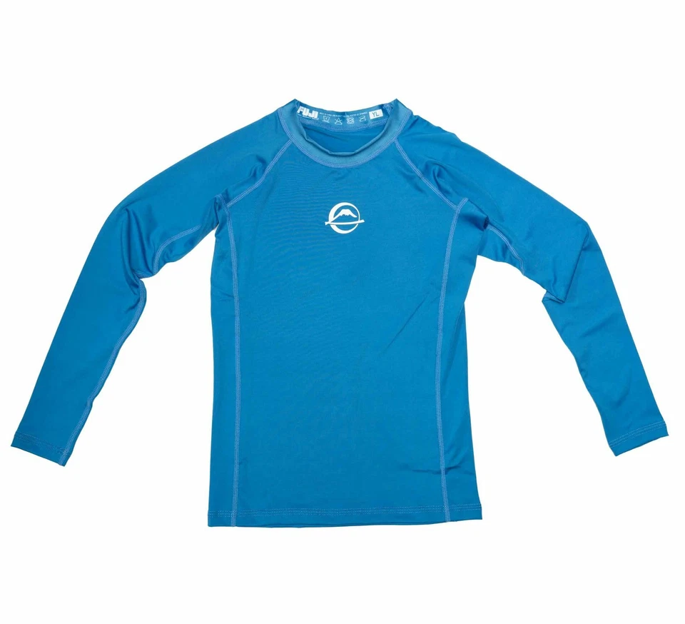Fuji Kids Youth Childrens Baseline BJJ Jiu Jitsu LongSleeve Rashguard - Blue - Image 1 of 2