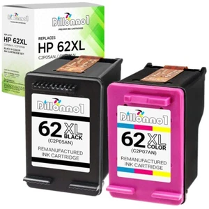 2PK Black Color HP 62XL Ink for HP ENVY 5540 5544 5545 5549 5661 5663 5664 HP 62 - Picture 1 of 2