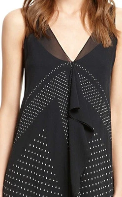 DKNY Sz S Boho Artsy Navy Dot Scarf Print Ruffled Silk Maxi Dress NEW $395 - Image 1 of 4