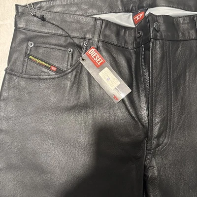 Pantalones de mezclilla Diesel Industry de cuero de becerro pulido negro con 5 bolsillos nuevos con etiquetas Foto 1 de 4