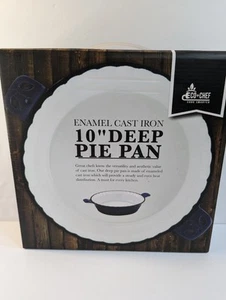 Enamel Cast Iron Oven Safe PiePan Eco+Chef Brand 10in Deep Blue - Brand New - Picture 1 of 8