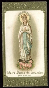 ANTIGUA TARJETA SAGRADA DE NUESTRA SEÑORA DE LOURDES CON RETRATO REAL DE BERNADETTE - Imagen 1 de 4