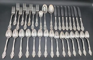 34-Imperial Intl Classic Baroque SILVERPLATE Flatware & Serving Set Korea - Picture 1 of 17