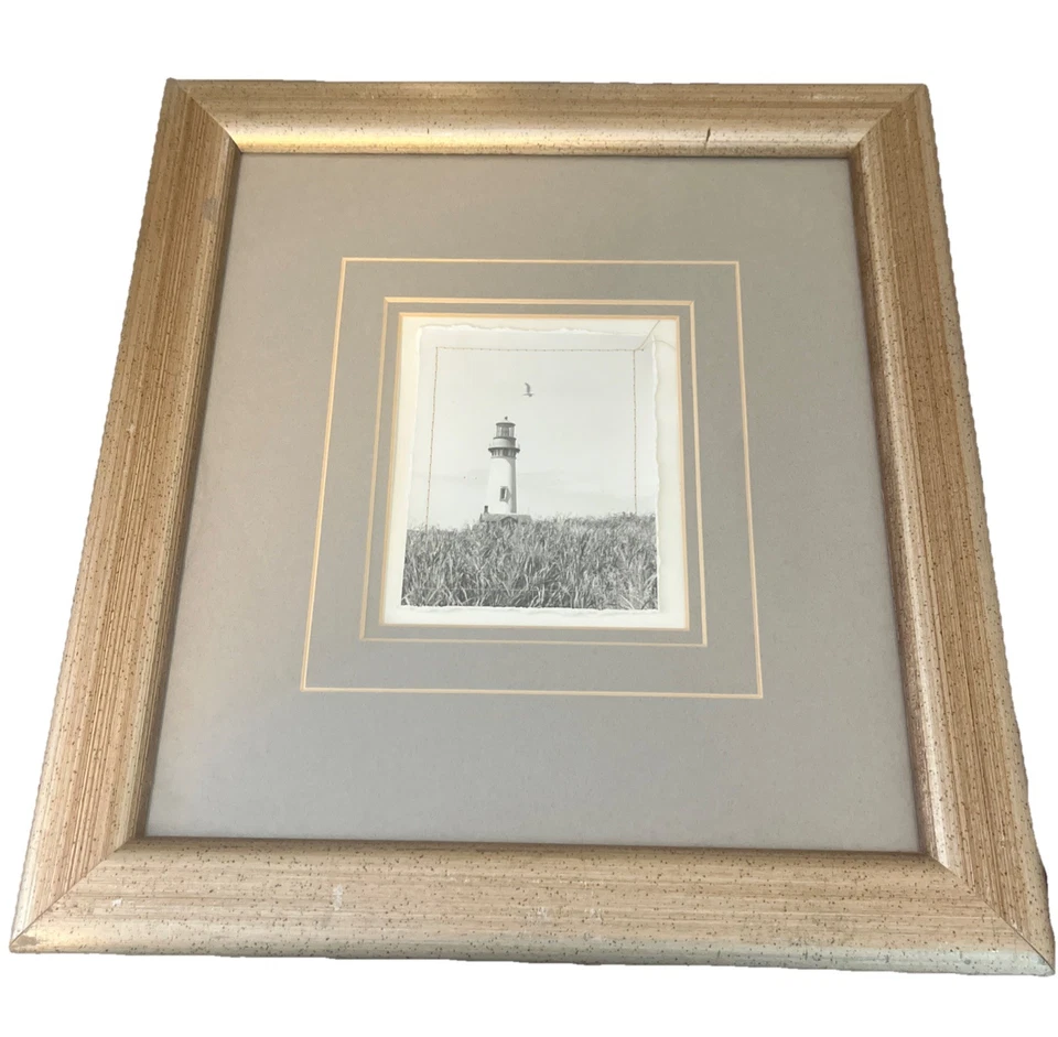 Pier1 Imports Lighthouse Matted Framed Wall Art 13x 15” Heidi Fruehan By The Sea - Image 1 of 4