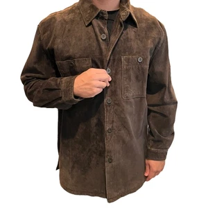 Large St John's Bay Mens Jacket Suede Chocolate Brown Genuine Leather Brown - Picture 1 of 11