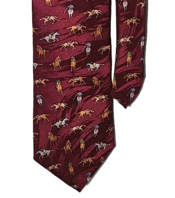 Artefactos de museo 100 % seda corbata polo ecuestre caballo derby carreras borgoña de colección Foto 1 de 4