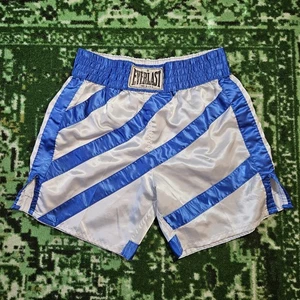 Vintage Everlast Satin Boxershorts weiß Streifen blau 70er Workout Training - Bild 1 von 10
