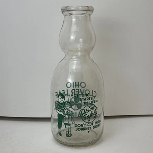 Quart Pyro Cream Top Milk Bottle Clover Leaf Dairy TOLEDO OHIO OH - Picture 1 of 20