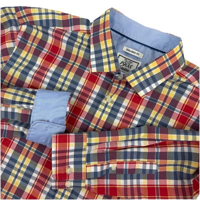 Camisa JOS A BANK 1905 Para Hombres Manga Larga con Botones A CUADROS Roja/Azul/Amarilla Puño Abatible XL Foto 1 de 4