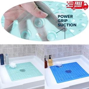 Large Square Non Slip Shower Mat with Drain Holes Square Shower Laundry Mat UK - Picture 1 of 21