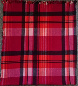 Vintage Onkaparinga Wool Blanket 160x175cm Red Pink Check Made in Australia - Picture 1 of 8