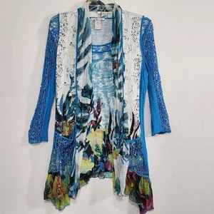 Set 26 top e canotta Elysee taglia M boho-chic t top cascata arte mare  - Foto 1 di 23