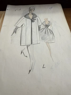 Seis dibujos de moda vintage de los años 60 dibujados a mano Foto 1 de 4