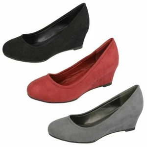 Ladies Spot On Smart Wedge Pumps - Picture 1 of 19