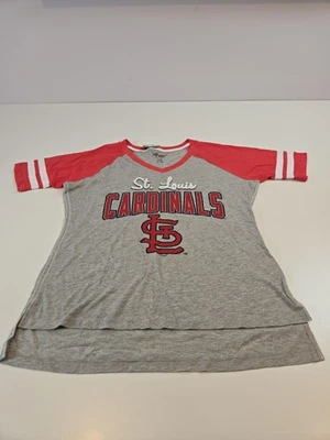 St. Louis Cardinals Shirt Womens Large Gray Red MLB Baseball Raglan V-Neck - Image 1 of 4