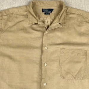 Polo Ralph Lauren Loop Collar Button Shirt Mens 2XB Silk Linen Camp Big - Picture 1 of 12
