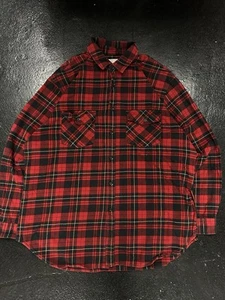Fear Of God FOG Plaid Flannel Shirt Mens XL Buffalo Red Black Collection Two - Picture 1 of 2