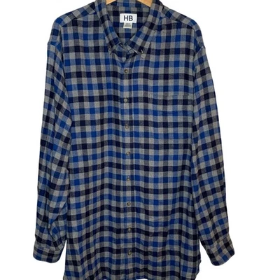 Camisa para hombre HB 2x alta con botones a cuadros búfalo bolsillo en el pecho algodón suave  Foto 1 de 4