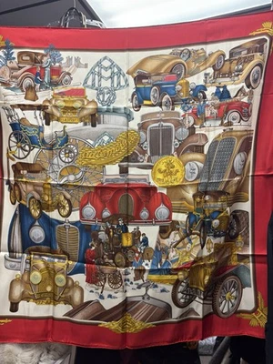 Hermes "Automobile" Carre 90 Silk 100% Scarf Vintage Rare Free Shipping - Image 1 of 4