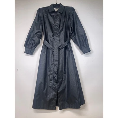 ¡Weather Wise de colección de Micki! Abrigo de lluvia pata de gallo con cinturón y cuello negro Foto 1 de 4