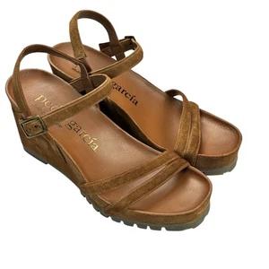 Pedro Garcia kakaobraun Wildleder Slingback Keilabsatz Plateau Sandalen Größe 38 US 8 - Bild 1 von 21