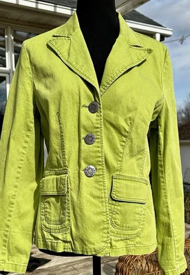 Chaqueta Blazer TRIBAL Denim Para Mujer Talla 10 Verde Lima Algodón/Spandex Oficina Trabajo Foto 1 de 4