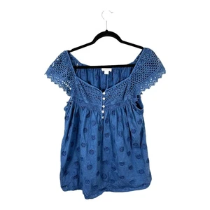Sundance blau Ösen Spitze Boho Bohemian ärmellose Bluse Größe Small - Bild 1 von 6