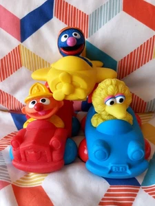 Vintage Tyco Sesame Street Rubber Vehicles Big Bird Ernie Grover 1990s Preschool - Picture 1 of 20