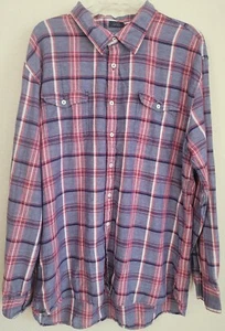 Tommy Hilfiger Men’s 2XL Long Sleeve Custom Fit Plaid Button Up Shirt Red - Picture 1 of 5