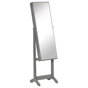 Full Length Standing Mirror 2 in 1 Makeup Jewellery Shelves Cabinet Storage Grey - Picture 1 of 9