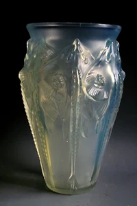 ANTIGUO JARRÓN ART DECO SABINO MANTA RAY VIDRIO OPALESCENTE - CIRCA 1930 - Imagen 1 de 4