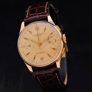 Chronograph Suisse 50s 18 kt Roségold 37mm Manual Landeron 51 serviced - Bild 1 von 9
