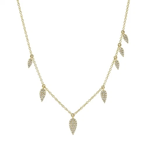 Pera Lágrima Colgante con Diamante 14K Oro Amarillo Redondo Pavé Mujer Natural - Imagen 1 de 3