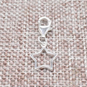 925 Sterling Silver Star Clip On Charm w/ Lobster Clasp for Bracelet Necklace - Picture 1 of 4