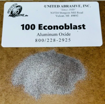UNITED ABRASIVE INCORPORATED 100 Grit Aluminum Oxide Blasting Etching Cutting Abrasive Grain Media 4 lbs.