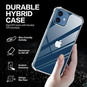 CLEAR Shockproof Silicone Case For iPhone 12 11 Pro Max XR X XS 8 7 6 Plus SE 22