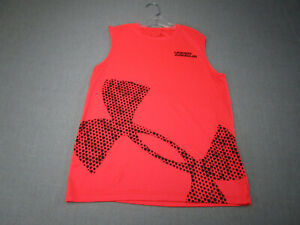 Under Armour Shirt Youth Large YL Pink Black Polyester Sports Tank Top Kids Boy