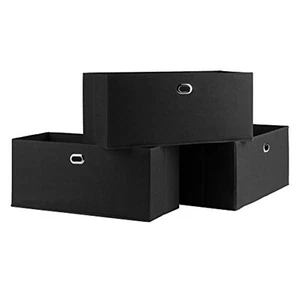 Winsome Torino 3pc Set Folding Fabric Baskets Black - Picture 1 of 1