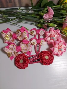 Lazos de cinta para el cabello en tonos rosas (juego) - Imagen 1 de 6