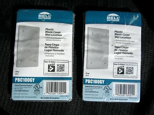 2 Bell Outdoor Gray PLASTIC BLANK COVERS WET LOCATION PCB100GY Outlet Covers - Picture 1 of 9