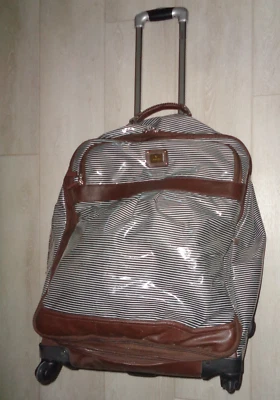 Equipaje GUESS 24" Marrón Rayas con Asas y Rodillos Maleta Forro Corazón Foto 1 de 4