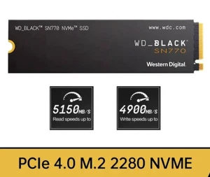 Western Digital WD BLACK SN770 500G/1TB/2TB PCIe Gen4 M.2 2280 NVMe SSD - Foto 1 di 2