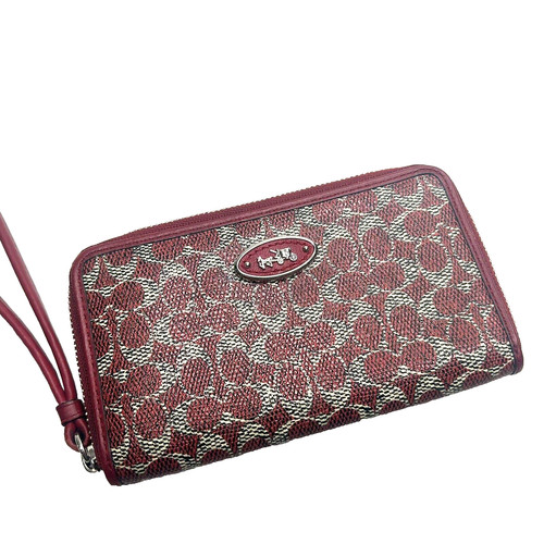 Trendy COACH 63186 East West custodia universale firma tela rivestita SV Rosso