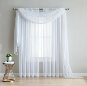 New 216" Long Sheer  Valance Window Scarf- Standard and Extra Large - All Colors - Picture 1 of 22