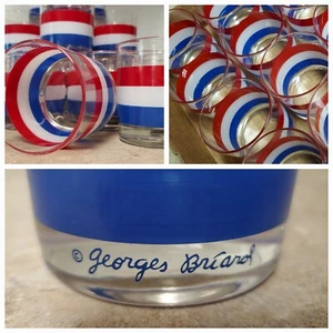 29 VINTAGE ROCKS GLASSES.  BRAND: GEORGES BRIARD. COLORS: RED, WHITE & BLUE. - Picture 1 of 9