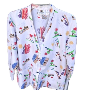 CREST Save the Children “Thats What Friends Are For " Scrub Jacket Sz Large Top - Picture 1 of 14