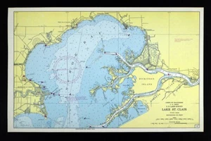 1965 USACE Map Lake St Clair Anchor Bay New Baltimore Point Huron Algonac MI - Picture 1 of 5