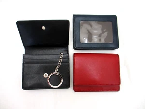 Grafik Bild kleine Klapp Geldbörse Ausweis Fenster Schlüsselring Leder Marine - Bild 1 von 12